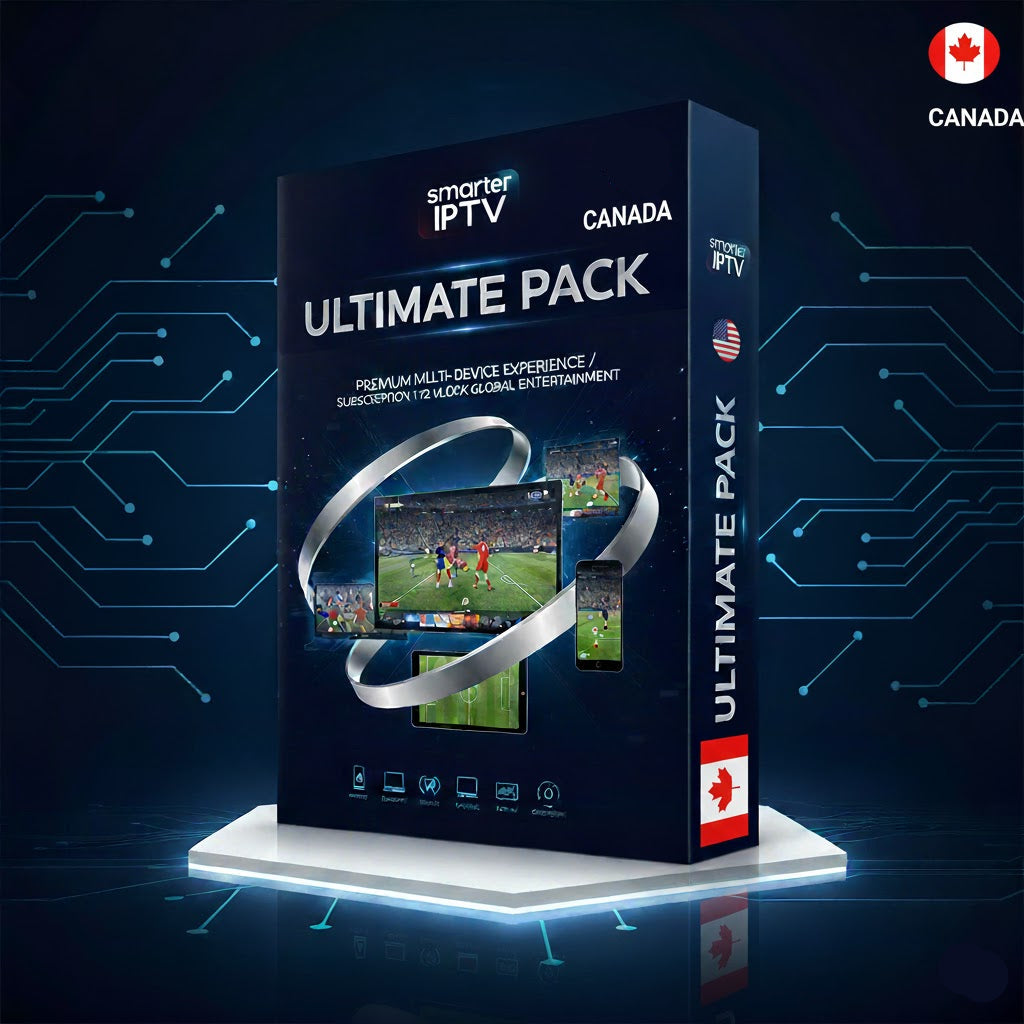 smarter IPTV Ultimate Pack for Canada on a dark background with circuit design